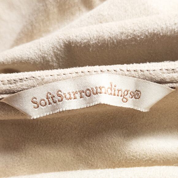 Soft Surroundings Draped Cardigan Beige Faux Suede Size XS Minimalist - Picture 6 of 8